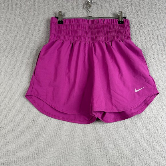Nike Dri-Fit Short Women Small Pink Ultra High Waisted  3" Brief Lined Running - Picture 1 of 10